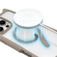 Чехол для iPhone 16 Pro, для MagSafe, Cute Cat, серый + стекло для экрана