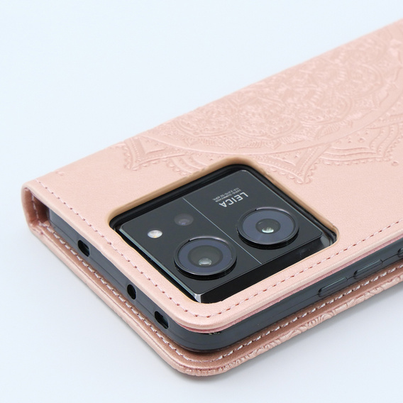 Чохол-книжка для Xiaomi 13T / 13T Pro, Mandala, рожевий rose gold