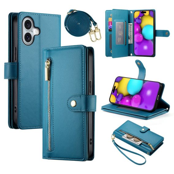 Чохол-книжка для iPhone 16, Wallet Zipper Pocket, м'яти