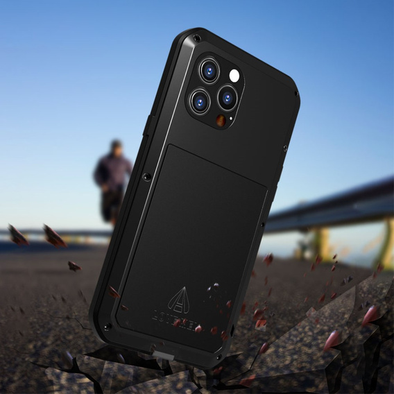 Чехол Love Mei до iPhone 13 Pro Max, armored with glass, чёрный