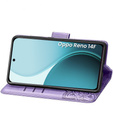 Чехол с крышкой для Oppo Reno 14F, бумажник, бабочка, фиолетовый