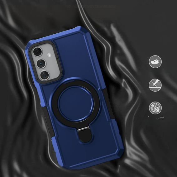 Чехол до Samsung Galaxy A15 5G, Kickstand Ring, чёрный + стекло 9H