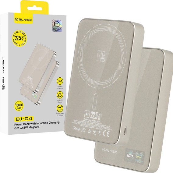 Power Bank 10000mAh Slim 22.5W MagSafe 3-в-1 для iPhone 12-17, AirPods, Apple Watch и смартфонов с индуктивной зарядкой