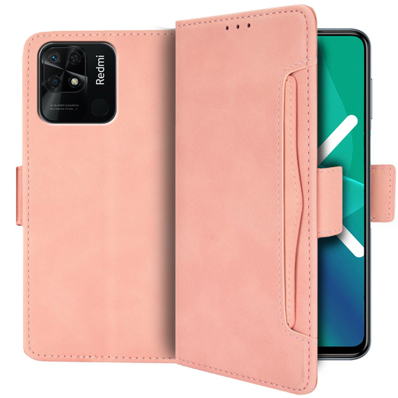 Футляр з клапаном для Xiaomi Redmi 10C, Card Slot, рожевий