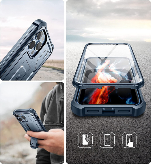 Броньований чохол для iPhone 13 Pro Max, Dexnor Full Body, темно-синій