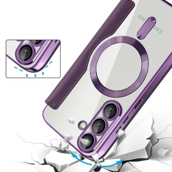 Чохол-книжка для Samsung Galaxy S25, RFID Wallet MagSafe CamShield, фіолетовий