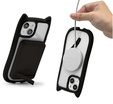 Чехол для iPhone 13 / iPhone 14, для MagSafe, Cute Cat, чёрный + стекло для экрана