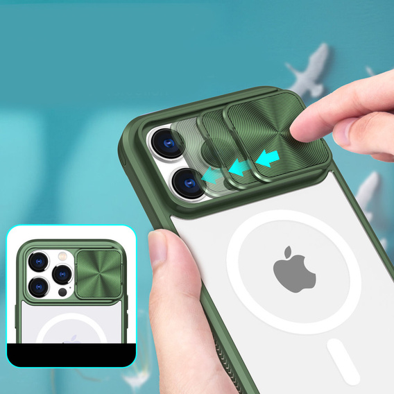 Чoхол до iPhone 14 Pro Max, Slide Camera Magsafe, зелений