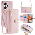Откидной чехол для Xiaomi Redmi Note 13 Pro+, Wallet Zipper Pocket, розовый