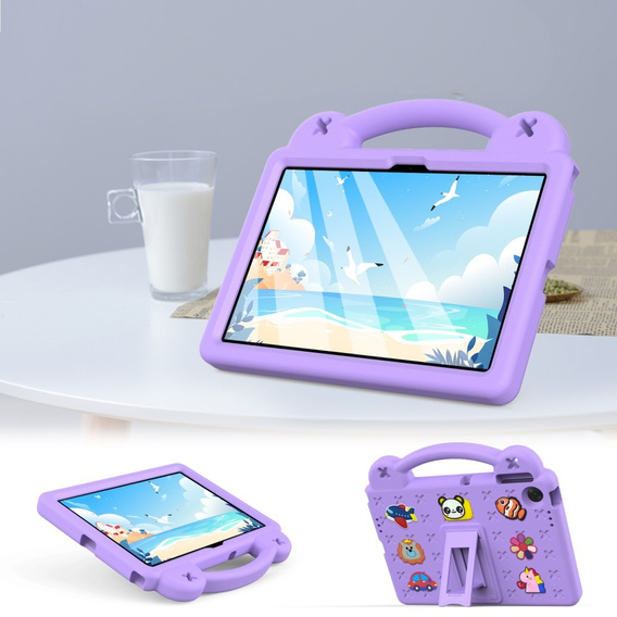 Детский чехол для Lenovo Tab TB311FU, Cute Patterns, с подставкой, фиолетовый