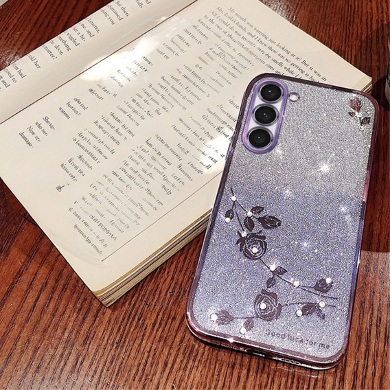 Чохол для Samsung Galaxy S23, Glitter Flower, фіолетовий