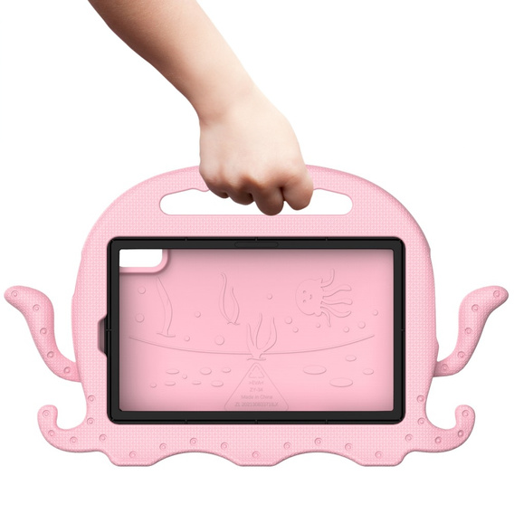 Дитячий чохол для Lenovo Tab M9, з ручкою, восьминіг, рожевий
