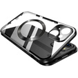 Магнитный чехол с двойным стеклом MagSafe для iPhone 15, чёрный