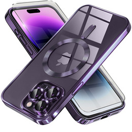 Чохол для iPhone 14 Pro, Electro MagSafe, фіолетовий + Скло на екран