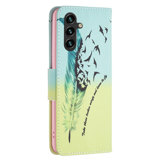 Откидной чехол для Samsung Galaxy A55 5G, Wallet, Feather, синий