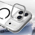 Чехол для iPhone 17 Pro Max, для MagSafe, с подставкой, прозрачный с черными вставками