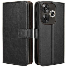 Футляр з клапаном для Xiaomi Poco F6, Crazy Horse Wallet, чорний