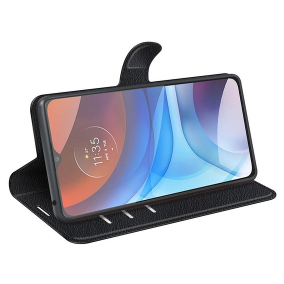 Чохол-книжка для Motorola Moto E7 Power / E7i Power, Wallet Litchi Texture, чорний
