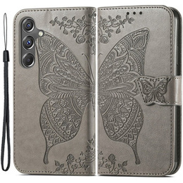 Чохол-книжка для Samsung Galaxy A15, Butterfly, сірий + скло 9H