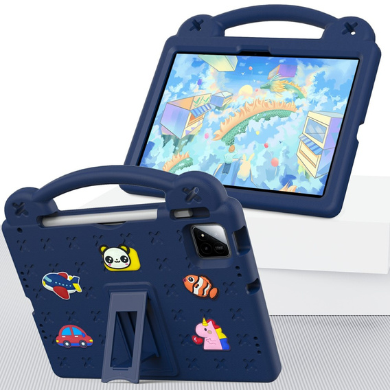 Детский чехол для Xiaomi Pad 7 / 7 Pro, Cute Patterns, с подставкой, темно-синий