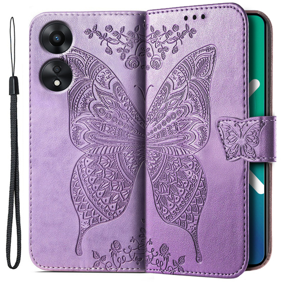 Чохол-книжка для Oppo A78 5G, Butterfly, фіолетовий