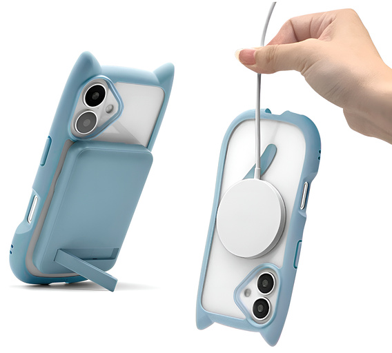 Чохол для iPhone 16, для MagSafe, Cute Cat, м'яти + захисне скло