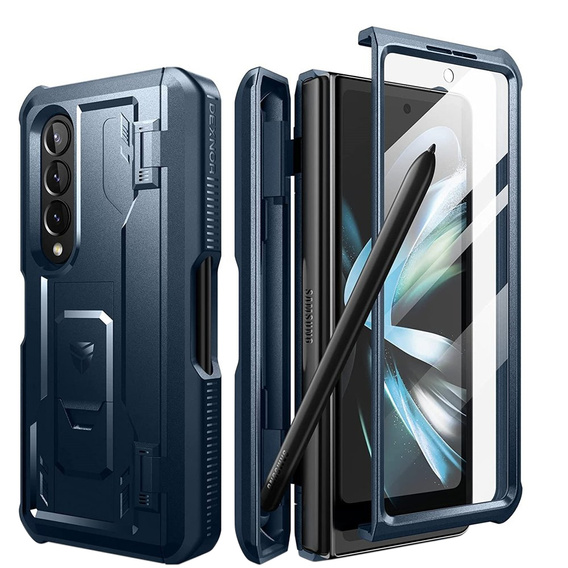 Броньований чохол для Samsung Galaxy Z Fold 4 5G, Dexnor Full Body S-Pen Slot, темно-синій