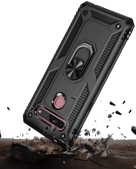 Бронированный Чехол до LG K51S, Nox Case Ring, чёрный
