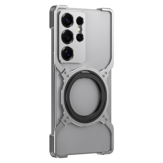 Чехол для Samsung Galaxy S25 Ultra, Kickstand Bumper, с крышкой объектива, для MagSafe, серебряный