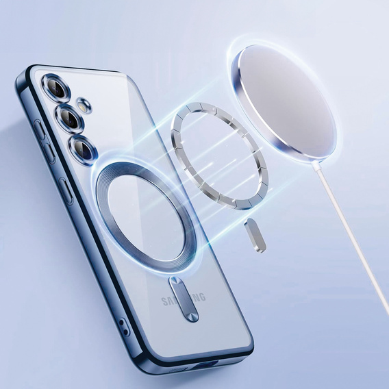 Чехол для Samsung Galaxy S25, Electro MagSafe, темно-синий + стекло для экрана