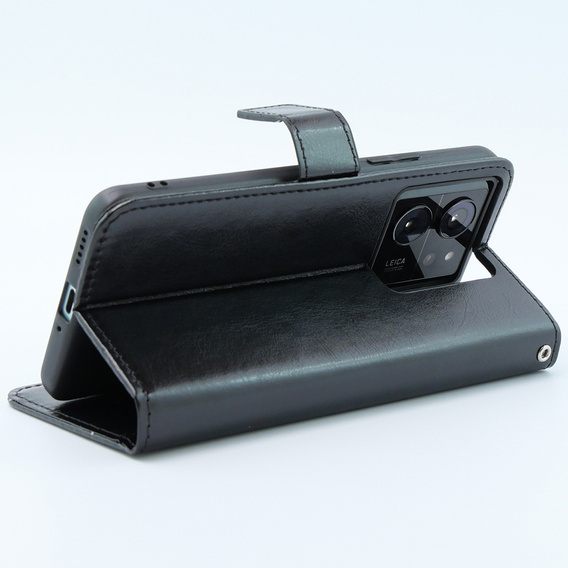 Футляр з клапаном для Xiaomi 13T / 13T Pro, Crazy Horse Wallet, чорний