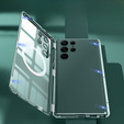 Магнитный чехол с двойным стеклом MagSafe для Samsung Galaxy S22 Ultra, зелёный