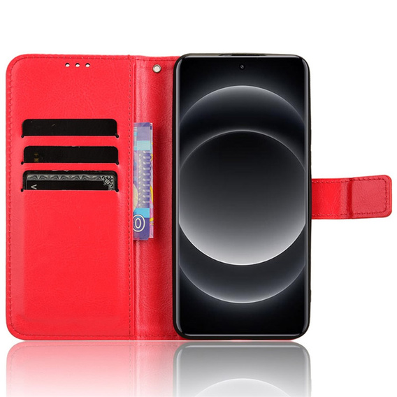 Футляр з клапаном для Xiaomi 14 Ultra, Crazy Horse Wallet, червоний