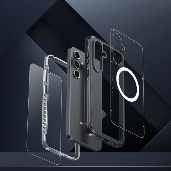 Чохол для Samsung Galaxy S24 FE, Shockproof, зі склом, для MagSafe, чорний