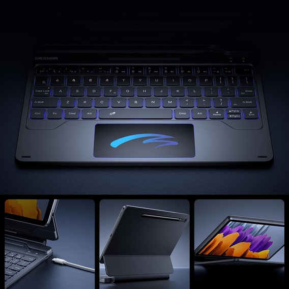 Обкладинка для клавіатури Samsung Galaxy Tab S7 / S8, Dexnor Magnetic Keyboard Touchpad, чорний