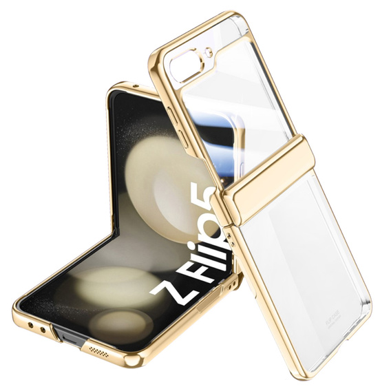 Чехол со стеклом для Samsung Galaxy Z Flip5 5G, PC Case, золотой