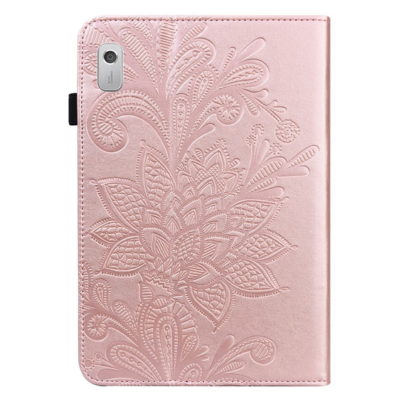чехол-крышка для Lenovo Tab M9, flower, розовый rose gold