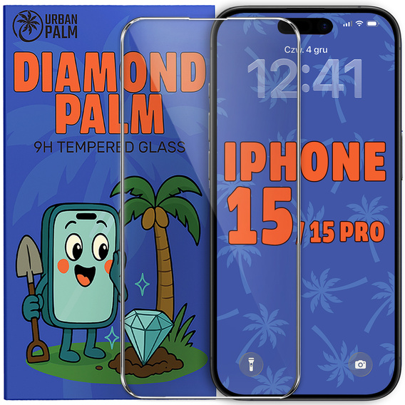 Закаленное стекло Diamond Palm для iPhone 15/15 Pro