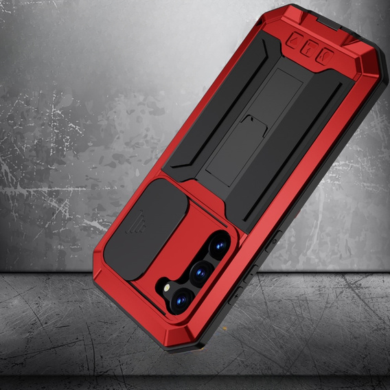 Бронированный чехол для Samsung Galaxy S23, R-JUST CamShield Slide, красный / черный