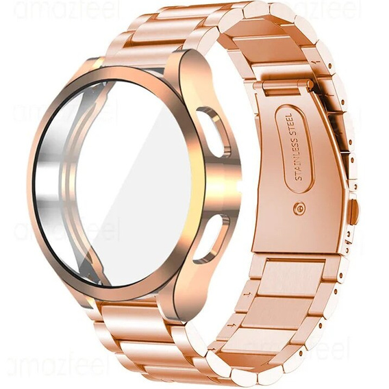 Металический браслет с чехлом для часов Samsung Galaxy Watch 5 40mm, Rose Gold