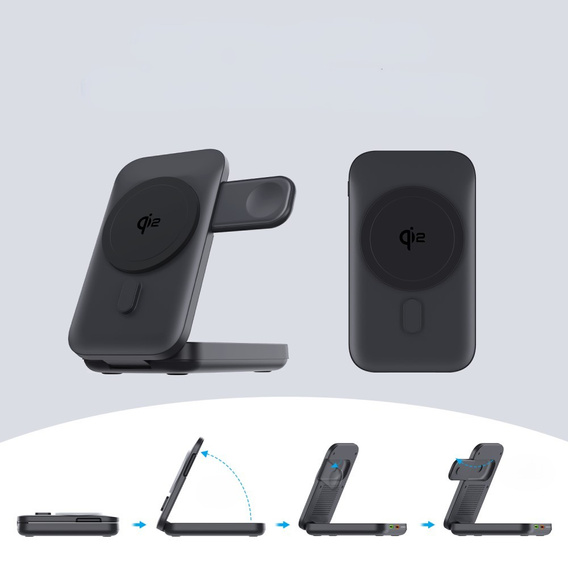 Індукційний зарядний пристрій з powerbank 10000mAh 15W Qi2 MagSafe для iPhone 12 13 14 15 16 / Apple Watch