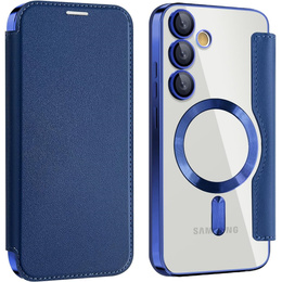 Откидной чехол для Samsung Galaxy S25 FE, RFID Wallet MagSafe CamShield, темно-синий