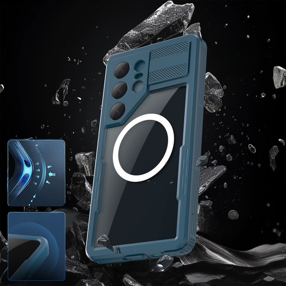 Водонепроницаемый чехол для Samsung Galaxy S25 Ultra, Redpepper, для MagSafe, синий