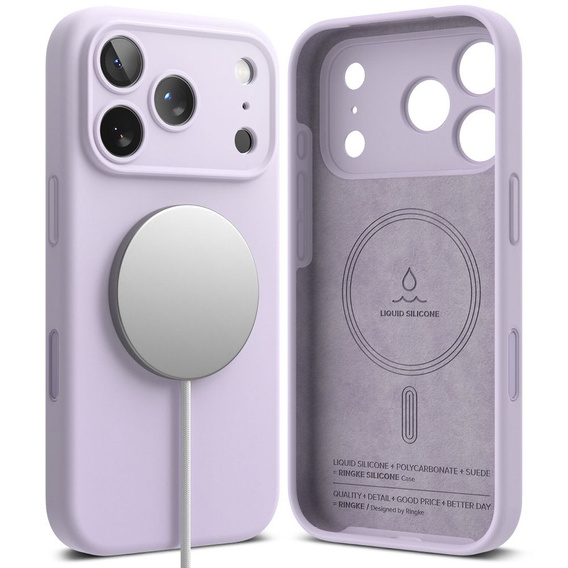 Чехол Ringke для iPhone 17 Pro Max, силиконовый магнитный MagSafe, светло-фиолетовый