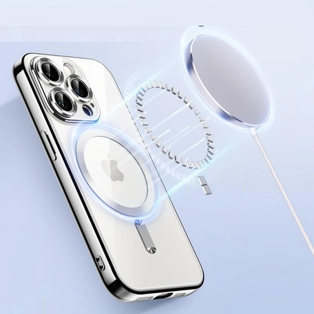 Чохол для iPhone 12 Pro, Electro MagSafe, сріблястий + Скло на екран