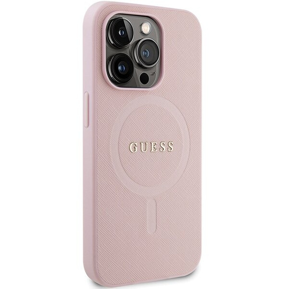Чехол GUESS до iPhone 14 Pro, Saffiano MagSafe, розовый
