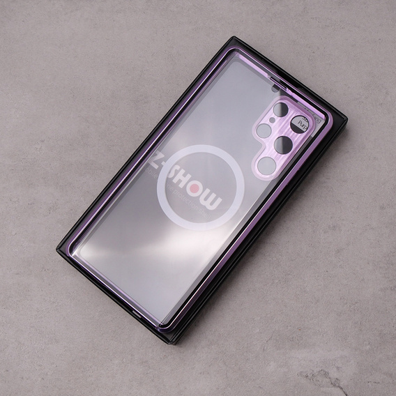 Магнітний чохол Dual Glass MagSafe для Samsung Galaxy S22 Ultra, фіолетовий