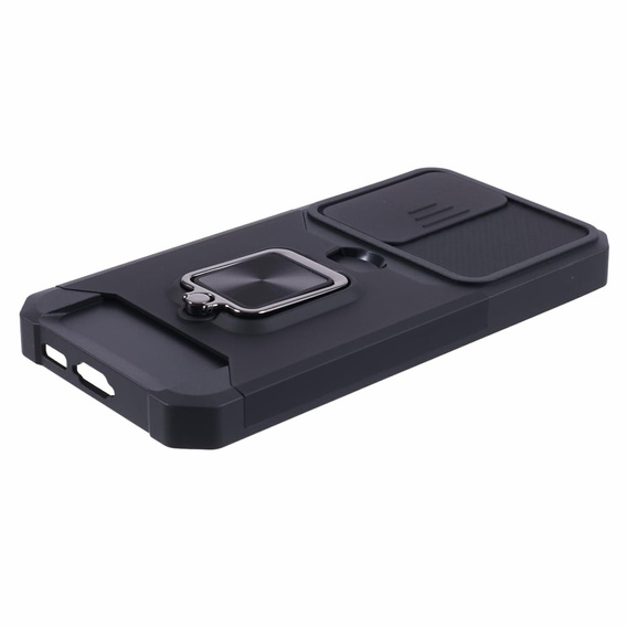 Бронированный чехол для Samsung Galaxy S23 FE, Camera Slide Card Slot, чёрный + 9H стекло