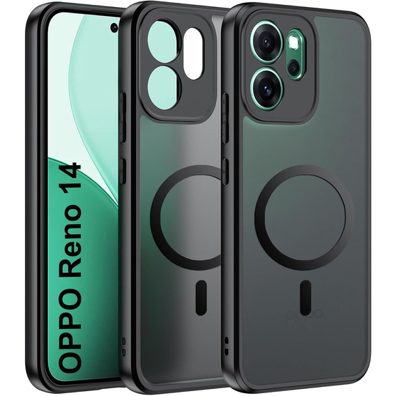 Матовый чехол для Oppo Reno 14, для MagSafe, полупрозрачный черный