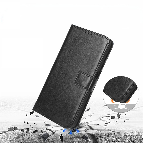 Футляр з клапаном для Samsung Galaxy M55 5G, Crazy Horse Wallet, чорний